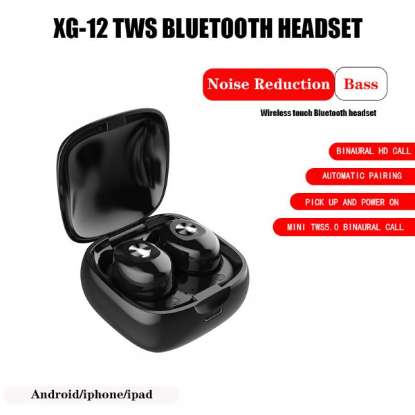 Bluetooth Trådløse Høretelefoner med ladeboks - TWS XG12, Sort