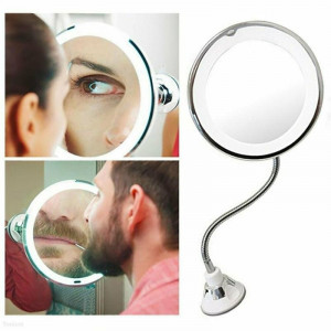 My Flexible Mirror - Flex spejl med LED lys & 10x forstørrelse