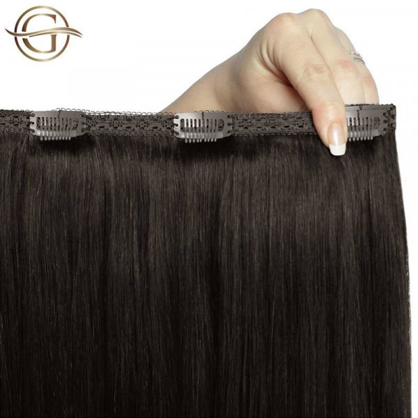 GOLD24 Clip-on Hair Extensions 2 Mørkebrun 50cm - 7 dele
