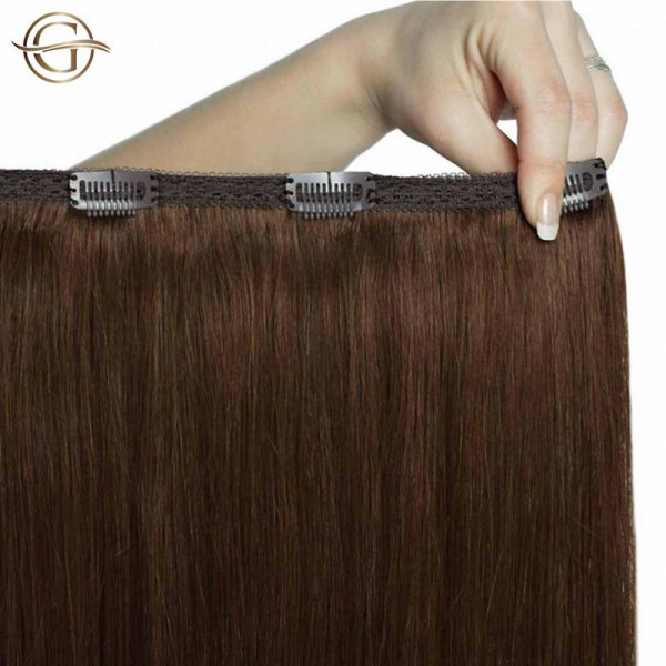 GOLD24 Clip-on Hair Extensions 4 Brun 50 cm - 7 dele