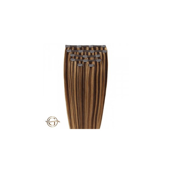 GOLD24 Clip-on Hair Extensions 4/27 Brown/Blondemix 50cm - 7