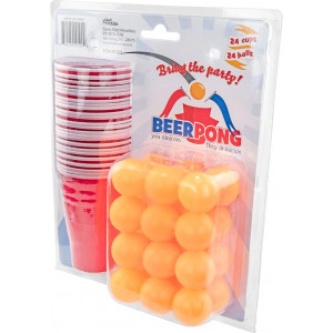 Beer Pong | Sæt med 24 plastikkrus & 24 bordtennisbolde