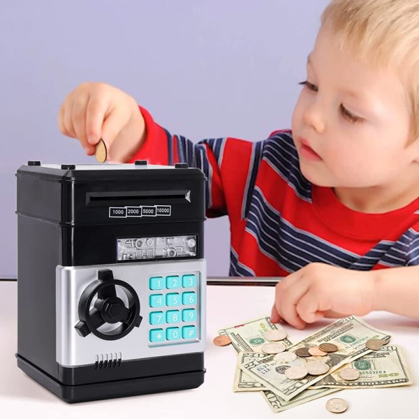 Elektronisk Pengeskab / Sparegris til børn - med mønt og