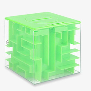 3D Kube Labyrint Puslespil / sparegris - Grøn
