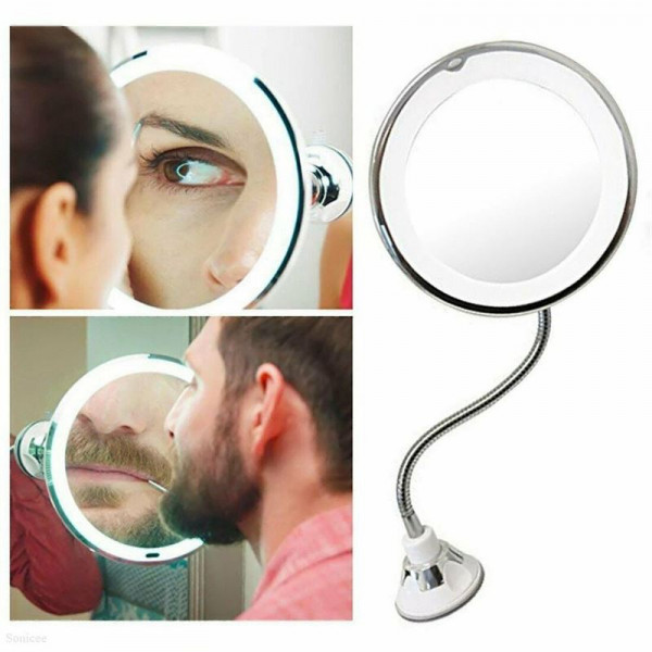 Flex Spejl med LED lys & 10x forstørrelse | My Flexible Mirror