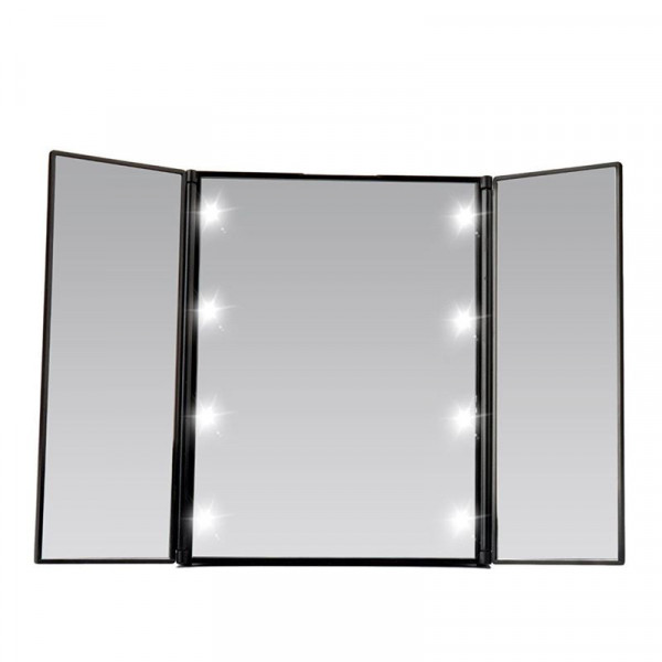 Trifold Kosmetik / Makeup Spejl med LED lys fra UNIQ, sort