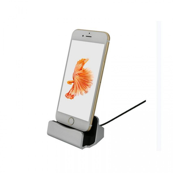 iPhone Charging Dock/Ladestation - USB med Lightning Stik, Sølv