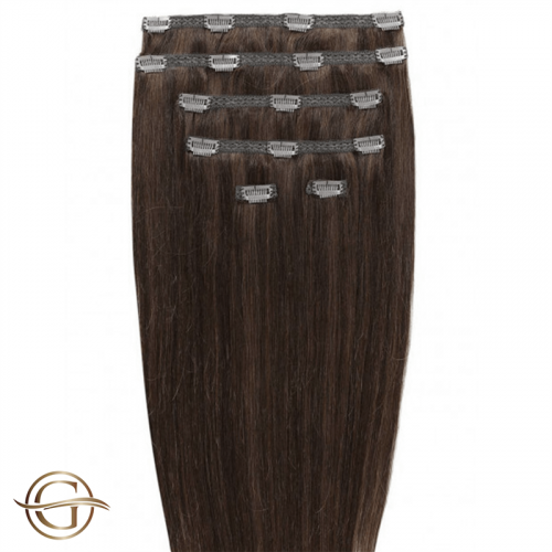 Clip-on Hair Extensions no.4 Brun - 7 sæt - 50 cm | Gold24